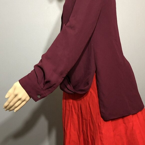 Vince Camuto Blouse Women Size S Workwear Casual Crisscross Drape Hi Low Vneck - Picture 6 of 11